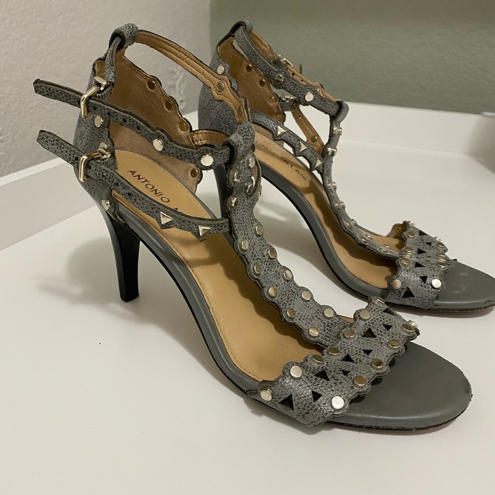 ANTONIO MELANI Gray Studded Heels